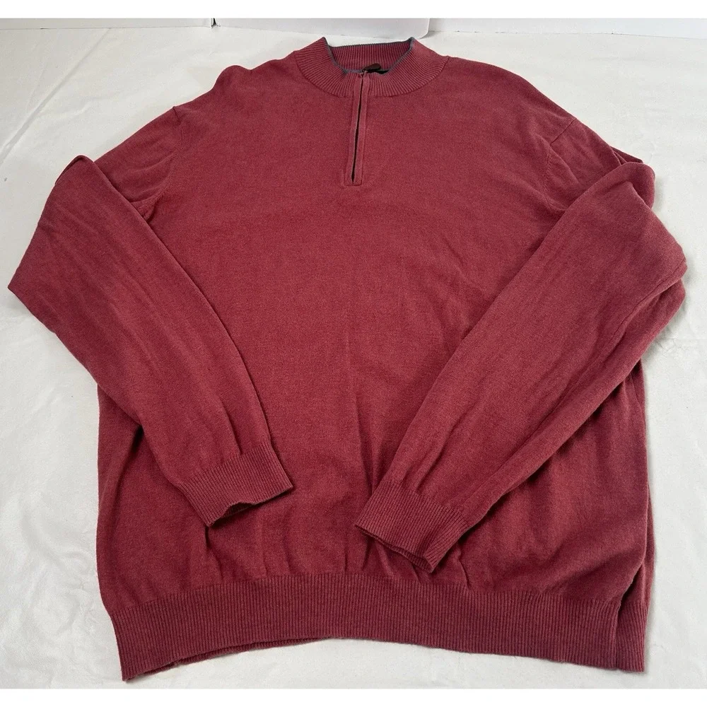 Johnnie-O Men's 1/4 Zip Pullover Silk Blend Sweater Men's Salmon XL